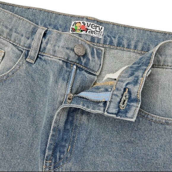 VeryRare Sakura Demi Jeans Size M Blue Pants Denim Embroidered Cherry Blossom - Picture 8 of 16